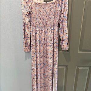 Cabana Life Blue and Salmon Smocked Dress